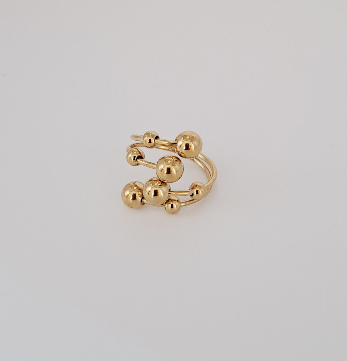 Anel Aberto em Dourado Adornado com Bolinhas