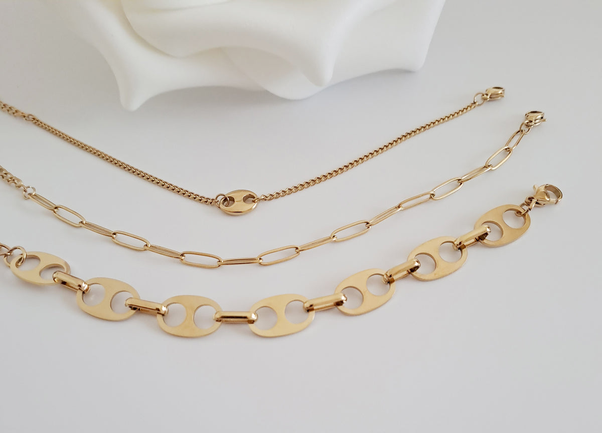 Pack de Três Pulseiras em Aço Inoxidável