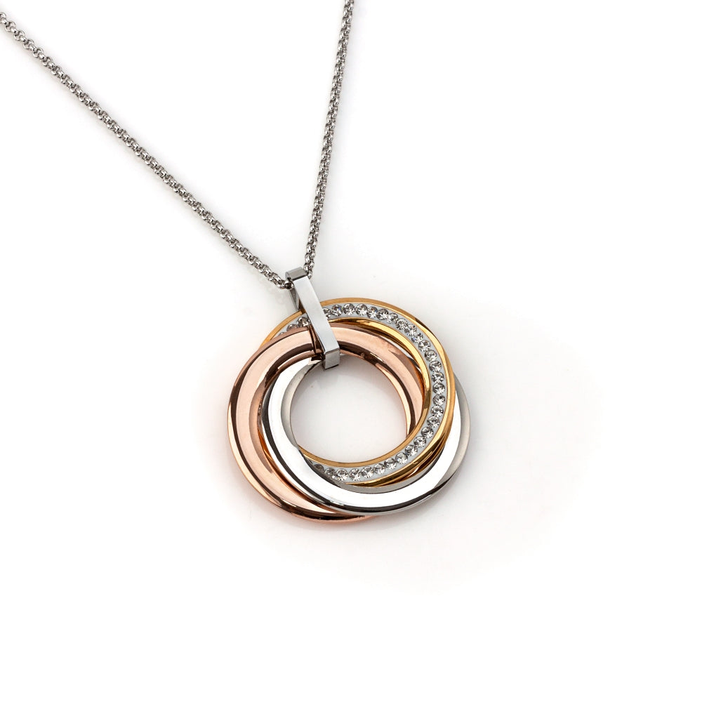 olar feminino elegante com pingentes redondos dourado prateado e rosé