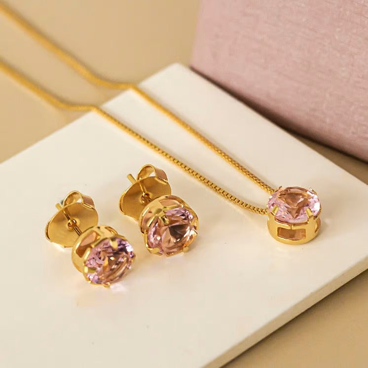 Conjunto de Colar e Brincos Banhados a Ouro 18k