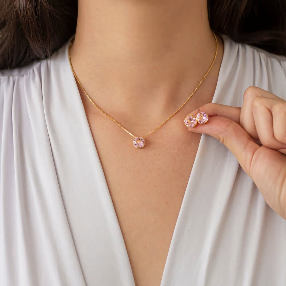 Conjunto de Colar e Brincos Banhados a Ouro 18k