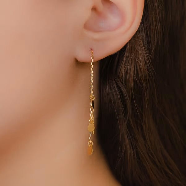 Brincos de Elos com Gotinhas Lisas Banhados a Ouro 18k