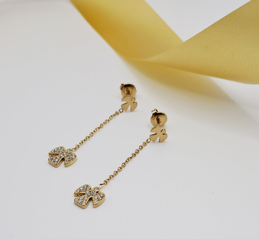 Brincos com Pingente em Forma de Anjo com Zircónias